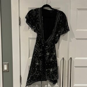 All Saints Black and White Floral Mini Dress
